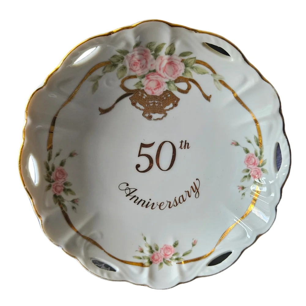 Vintage Lefton 50th Anniversary Dish Designed by Michio Suzuki
